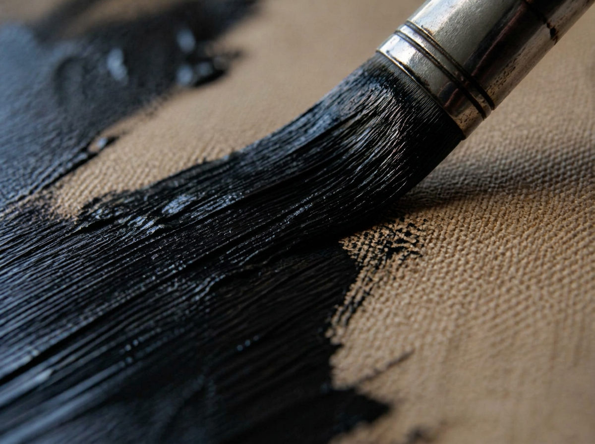 Oil pulled across raw linen. Loaded, then released.